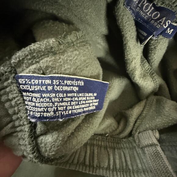 U.S. Polo Assn Olive Green Fleece Jogger Sweatpants Logo Elastic Waist - Picture 4 of 7